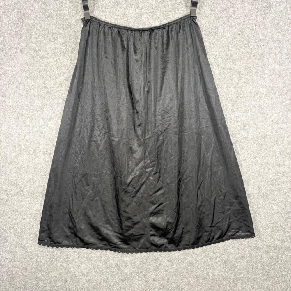 Adonna Half Slip Women XXL Black Lace Trim Nylon Skirt Liner